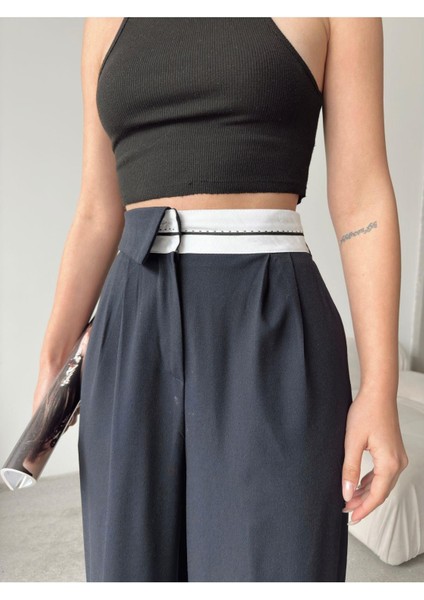 Yarım Ters Kemer Bol Paça Poliviskon Pantolon fiyatları