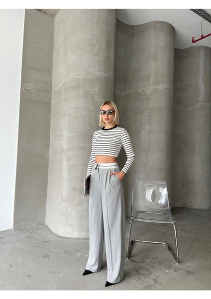 Yarım Ters Kemer Bol Paça Poliviskon Pantolon fiyatları