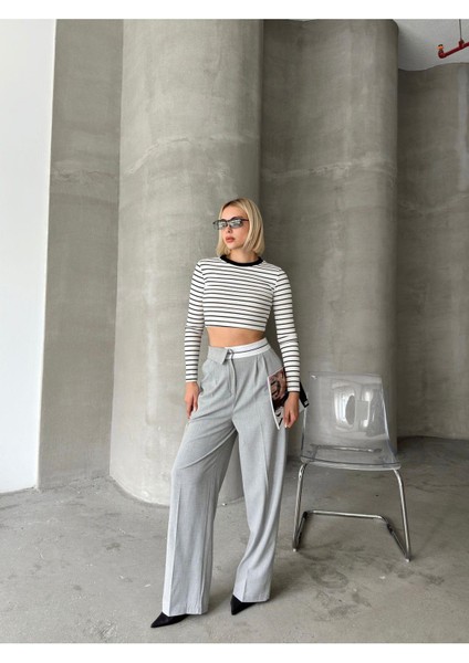 Yarım Ters Kemer Bol Paça Poliviskon Pantolon modelleri