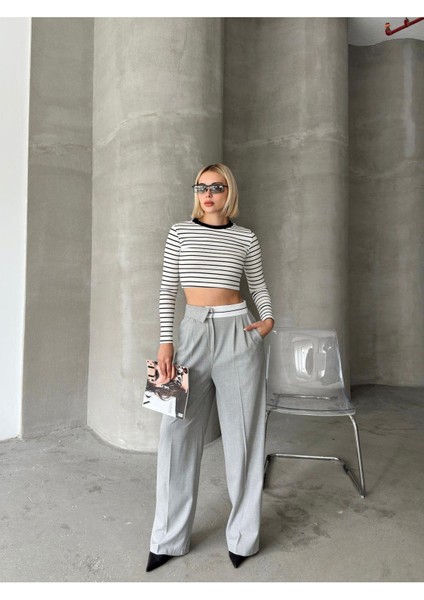 Yarım Ters Kemer Bol Paça Poliviskon Pantolon fırsatları