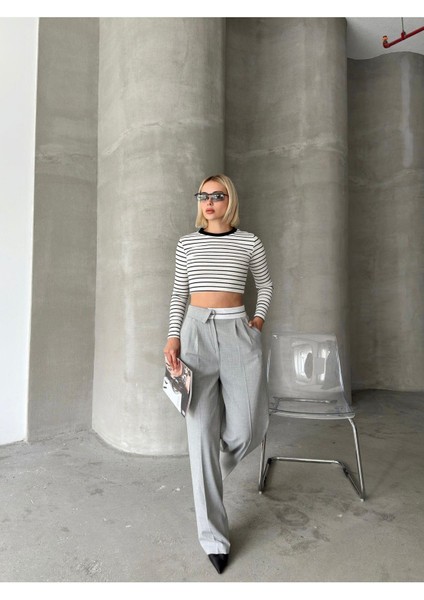 Yarım Ters Kemer Bol Paça Poliviskon Pantolon indirimleri