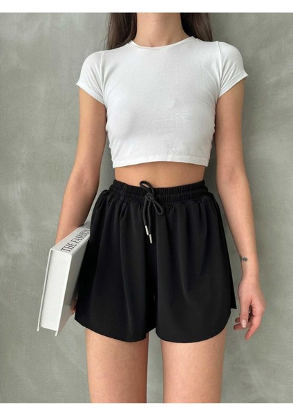 Pileli Basic Çift Kat Bağcıklı Şort