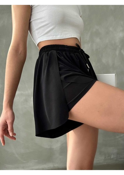 Pileli Basic Çift Kat Bağcıklı Şort fırsatları