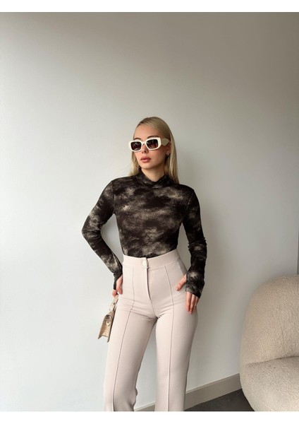 Batik Desen Yarım Balıkçı Uzun Kol Bluz fiyatları