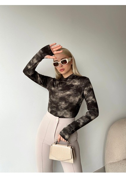 Batik Desen Yarım Balıkçı Uzun Kol Bluz indirimleri