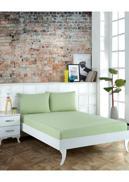 Flex Cotton Ranforce Pamuklu Tek Kişilik Lastikli Çarşaf Takımı Çağla Yeşili
