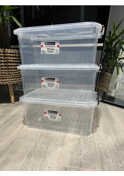 Plastik Kilitli Kapaklı Yatay Saklama ve Erzak Kabı 20 Litre Plastik Saklama Kabı