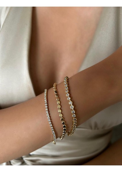 14 K Altın Rengi Vip Seri Zirkon Taşlı Bileklik 16,5cm fiyatları