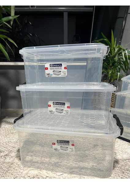 Plastik Kilitli Kapaklı Yatay Oyuncak Saklama Kutusu (15-20-30) 3 Lü Set Saklama Kabı