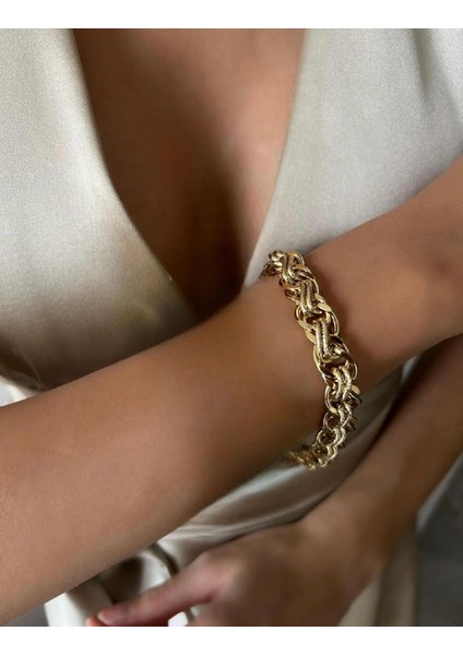 14 K Altın Rengi Vip Seri Bileklik 21 cm