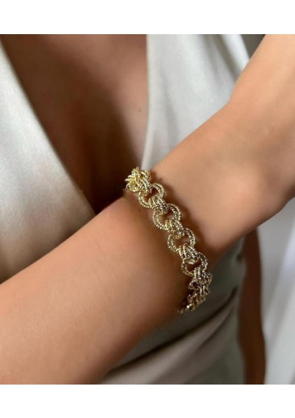 14 K Altın Rengi Vip Seri Bileklik 21 cm