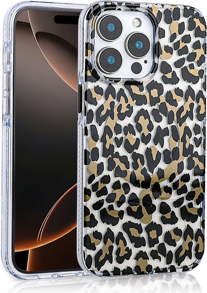 iPhone 15 Pro Max Kılıf Magsafe Şarj Özellikli Desenli Leopar Jago Kapak