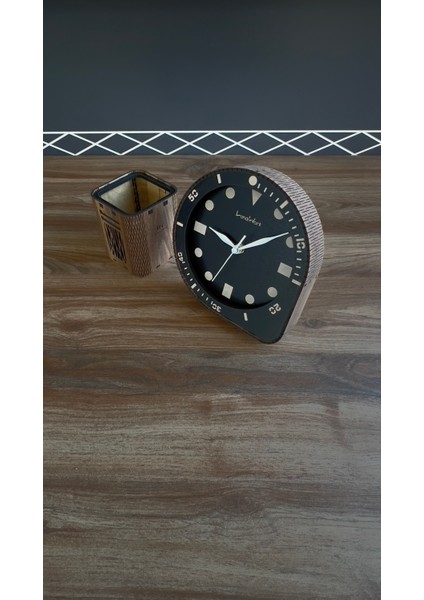 Ahşap Oval Masa Saati ve Kalemlik, Sessiz Akar Mekanizma, Ev Hediyesi, Ofis Hediyesi fiyatları