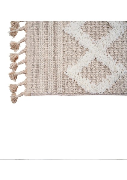 Dolce Vita Halı Jakarta 451 Ivory Bej-Krem Renk Saçaklı Kabartmalı Modern Halı