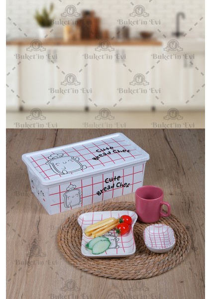 4 Parça Sevimli Çocuk Tost & Mama Takımı