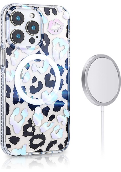 iPhone 14 Pro Max Kılıf Magsafe Şarj Özellikli Desenli Leopar Jago Kapak