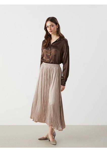 Lcw Modest Beli Lastikli Saten Kadın Etek