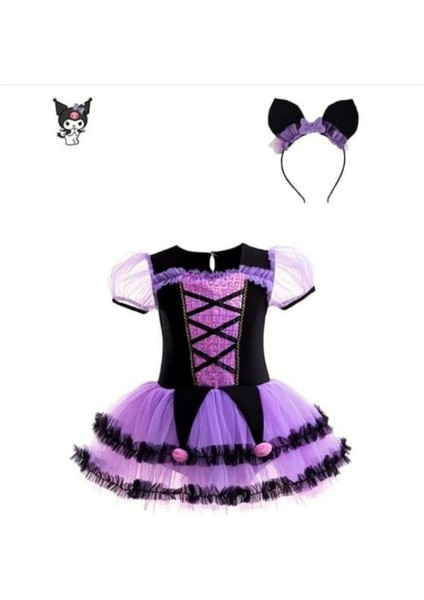 Kuromi Kostümü Kare Yaka, Cadı Kostümü - Balo Kostümü - Cadılar Bayramı Kostüm Kuromi Cosplay