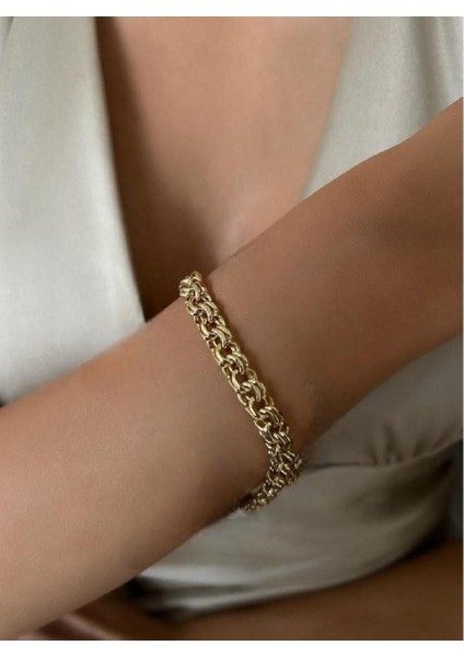 14 K Altın Rengi Vip Seri Bileklik 19CM