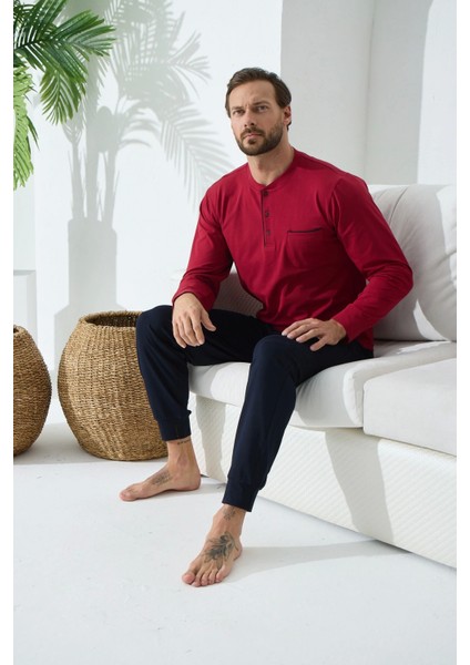 Kocabey 9244 Erkek Midi Yaka Pijama Takım