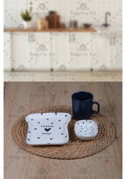 4 Parça Mavi Kalpli Çocuk Tost & Mama Takımı fiyatları