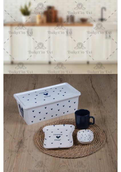 4 Parça Mavi Kalpli Çocuk Tost & Mama Takımı modelleri