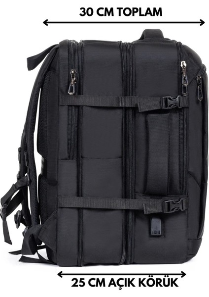Sırt Çantası Laptop Bölmeli 15.6 Inç Tam Körüklü USB Siyah fırsatları