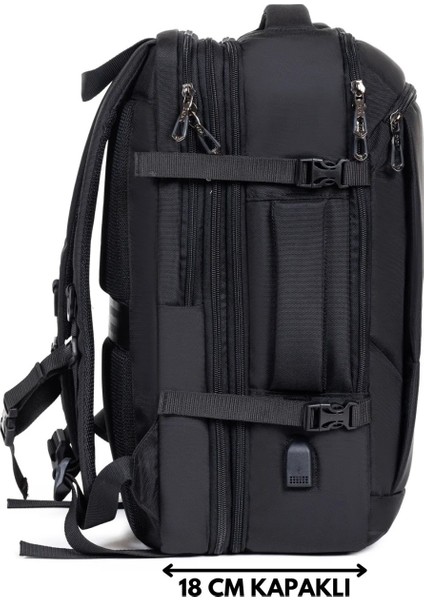 Sırt Çantası Laptop Bölmeli 15.6 Inç Tam Körüklü USB Siyah modelleri