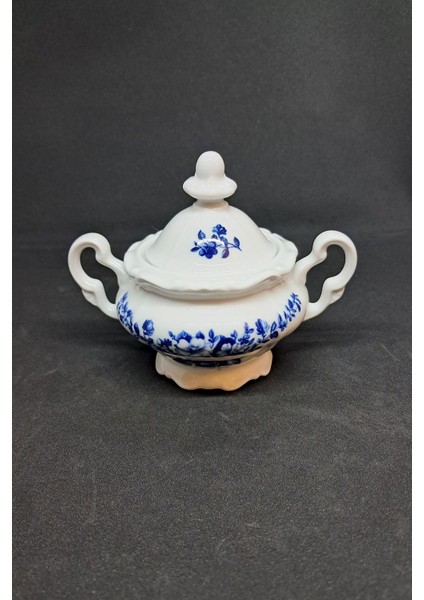 Porzellan Kobalt Mavi Vintage Vintage Şekerlik 170 Ml