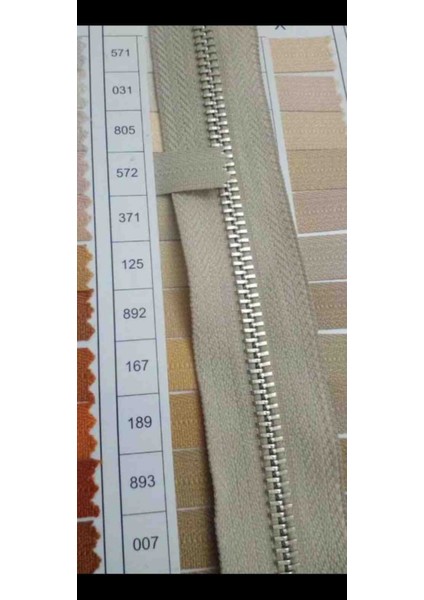 85 cm 1 Adet Parlak Gümüş Diş 5 No Metal Separe Fermuar Bej Rengi