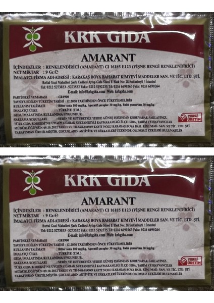 Gıda Boyası Toz Vişne Renklendirici 9 gr 2ADET