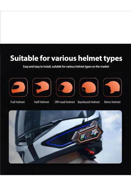 1000 mt Intrcom 2 Kişi Eşleşmeli Kask Kulaklık 20-2x Su Geçirmez Bluetooth Mtosiklet Kulaklık