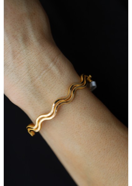 14 Ayar Altın Ikili Zikzak Ajda Görünümlü Kelepçe fiyatları