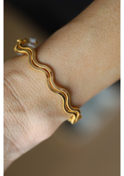 14 Ayar Altın Ikili Zikzak Ajda Görünümlü Kelepçe fırsatları