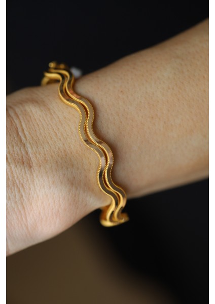 14 Ayar Altın Ikili Zikzak Ajda Görünümlü Kelepçe indirimleri