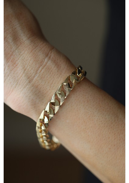 14 Ayar Altın Köşeli Gurmet Bileklik