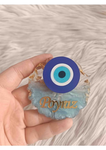10 Adet Nazar Boncuklu Mavi Epoksili Magnet Yenidoğan Doğum Günü Mevlüt Hediyelikleri