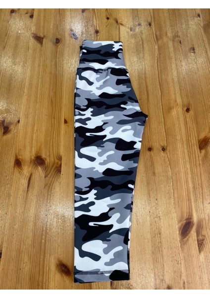 Gri Kamuflaj Ekstra Yüksek Bel Toparlayıcı Spor Kapri Tayt indirimleri