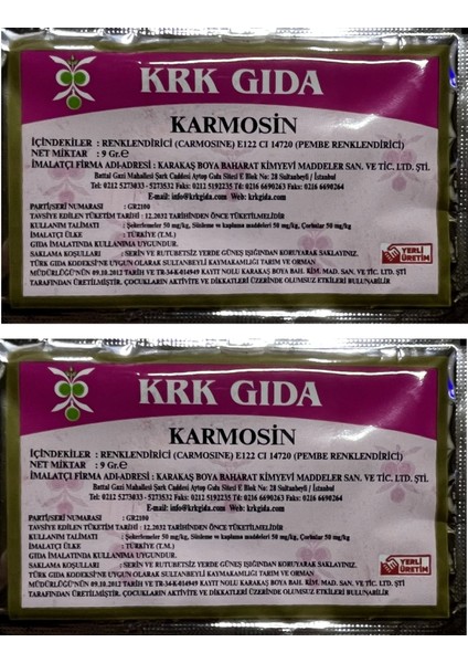 Gıda Boyası Toz Pembe Renklendirici 9 gr 2 Adet
