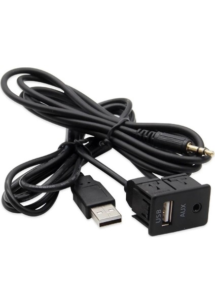 Araç Içi Kontrol Paneli USB 3.5mm Dişi Erkek Uzatma Aux Kablosu