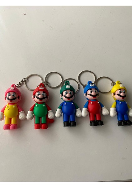 Mario Figürlü 5'li Silikon Anahtarlık ve Çanta Süsü modelleri