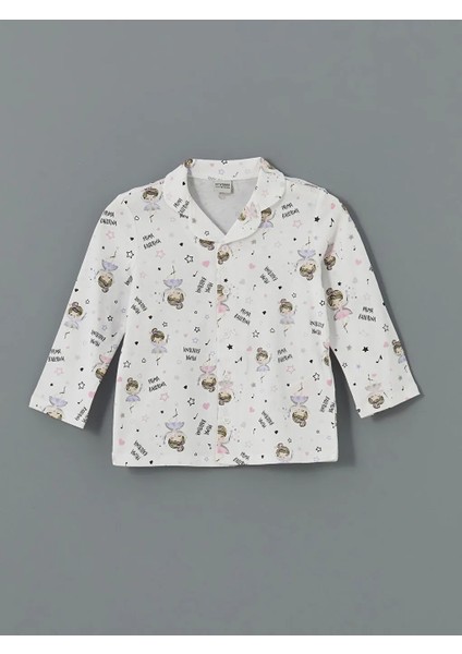 Lcw Kids Beyaz Gömlek Yaka Baskılı Kız Çocuk Pijama Takım T T