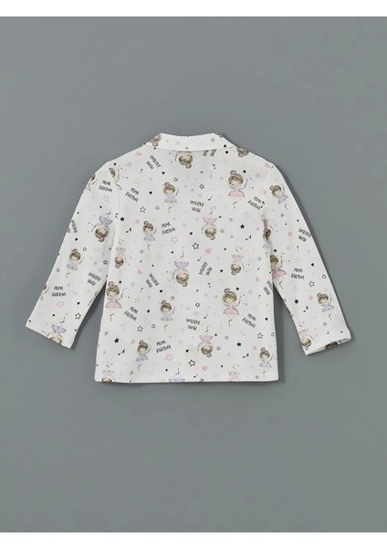 Lcw Kids Beyaz Gömlek Yaka Baskılı Kız Çocuk Pijama Takım T T