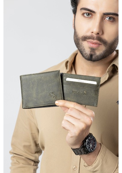 Erkek Set Kombin Kemer Cüzdan Kartlık Çakmak Kol Saati Hediyelik Kutusunda Yeşil Set PL-0976E3