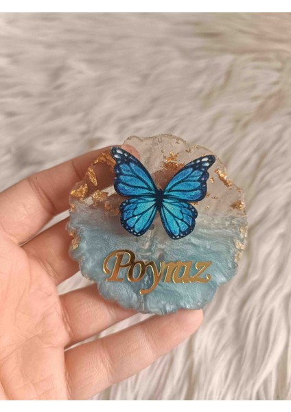 10 Adet Mavi Kelebekli Epoksi Magnet Yenidoğan Doğum Günü Mevlüt Hediyelikleri