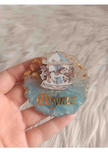 10 Adet Mavi Atlı Karıncalı Epoksi Magnet Yenidoğan Doğum Günü Mevlüt Hediyelikleri