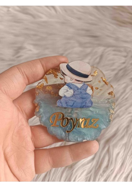 10 Adet Arkası Dönük Oturan Bebekli Epoksi Magnet Yenidoğan Doğum Günü Mevlüt Hediyelikleri