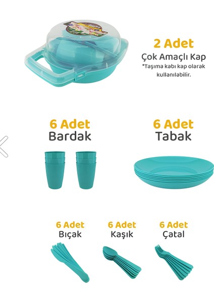 6 Kişilik 32 Parça Piknik Seti