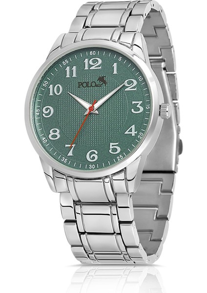 Klasik Metal Kordon Erkek Kol Saati Gümüş Yeşil Renk PL-0938E4X