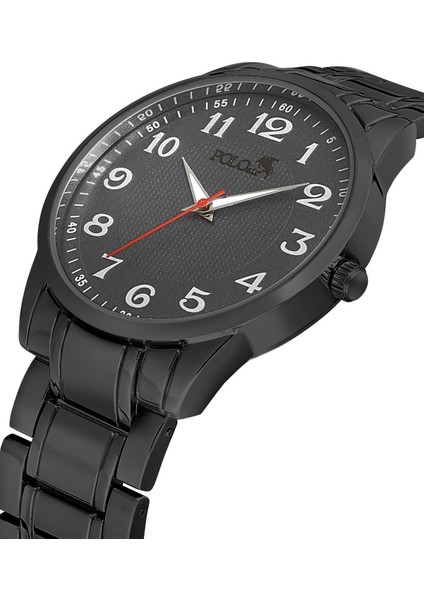 Klasik Metal Kordon Erkek Kol Saati Cüzdan Kemer Parfüm Kombin Siyah Set PL-0939E1
